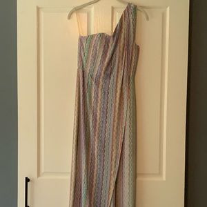 BCBG Max Azria High-low one shoulder maxi dress